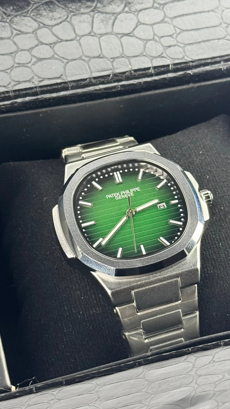 Patek-VZ-18 Philippe - Nautilus Green With Pure Leather Wallet